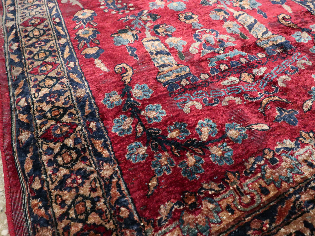 Antique Persian Silk Kashan Rug, No.24997 - Staging