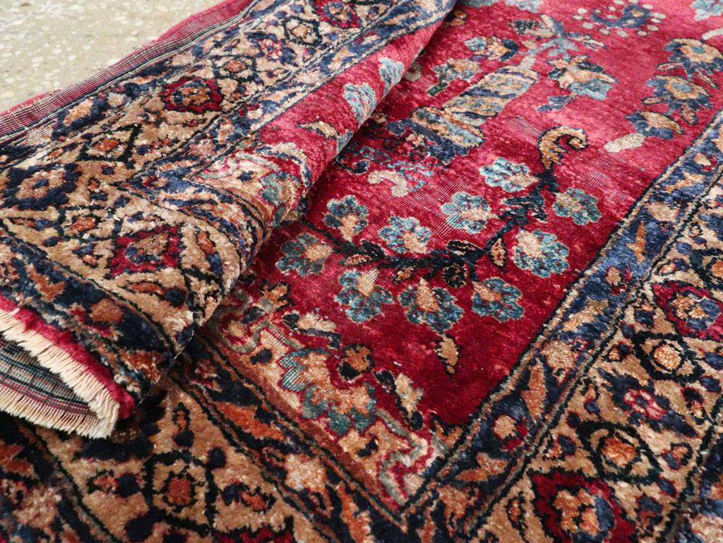 Antique Persian Silk Kashan Rug, No.24997 - Staging