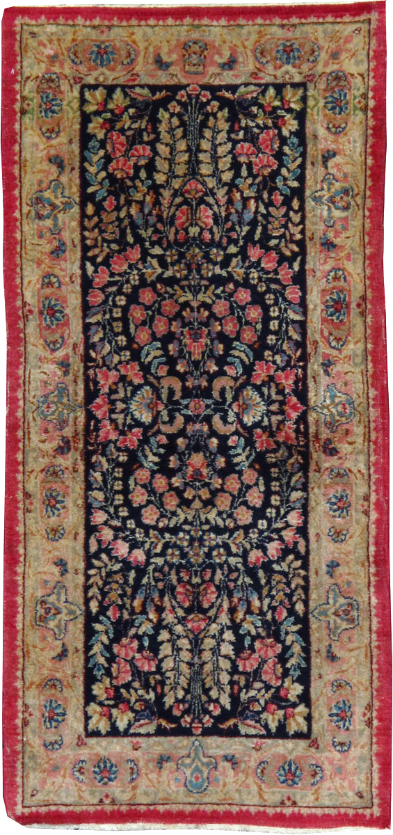 Vintage Persian Kerman Throw Rug, No.25001 - Staging