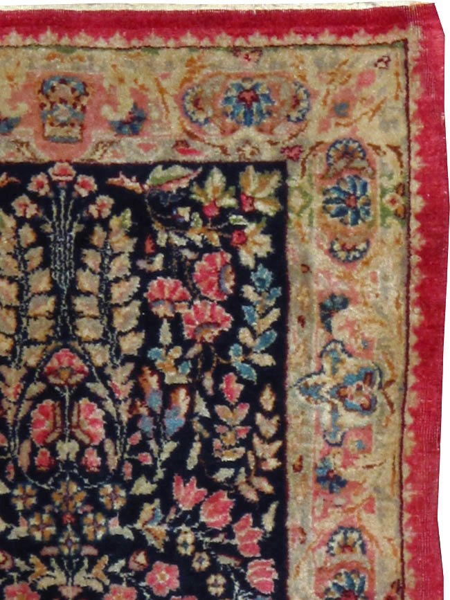 Vintage Persian Kerman Throw Rug, No.25001 - Staging