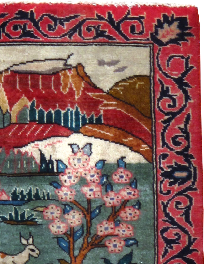 Vintage Persian Tabriz Pictorial Rug, No.25009 - Staging