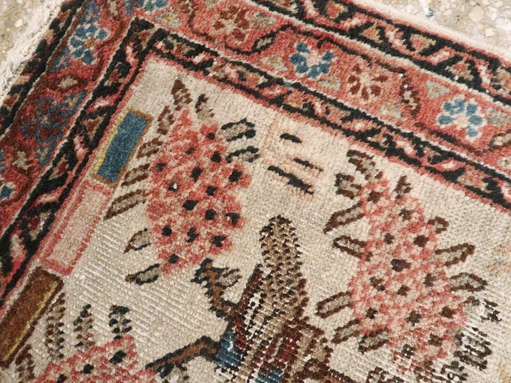 Antique Persian Tabriz Distressed Pictorial Rug, No.25020 - Staging