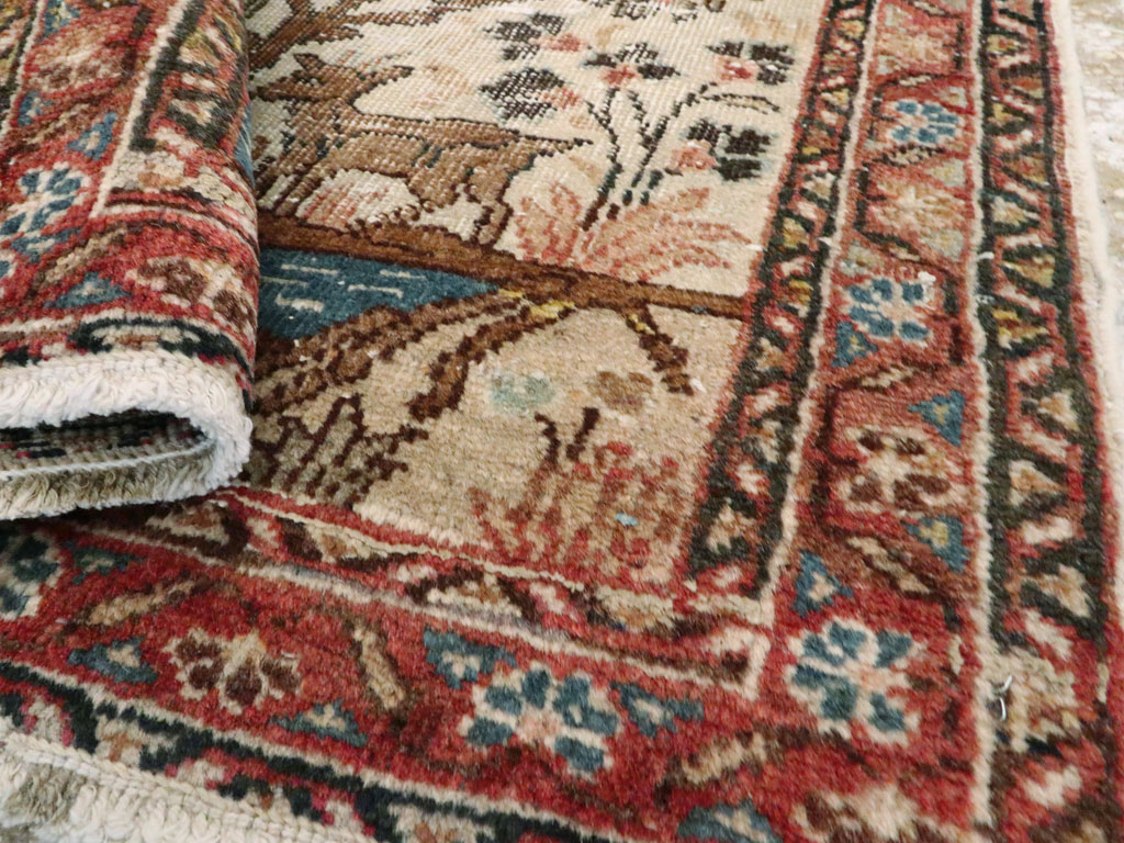 Antique Persian Tabriz Distressed Pictorial Rug, No.25020 - Staging