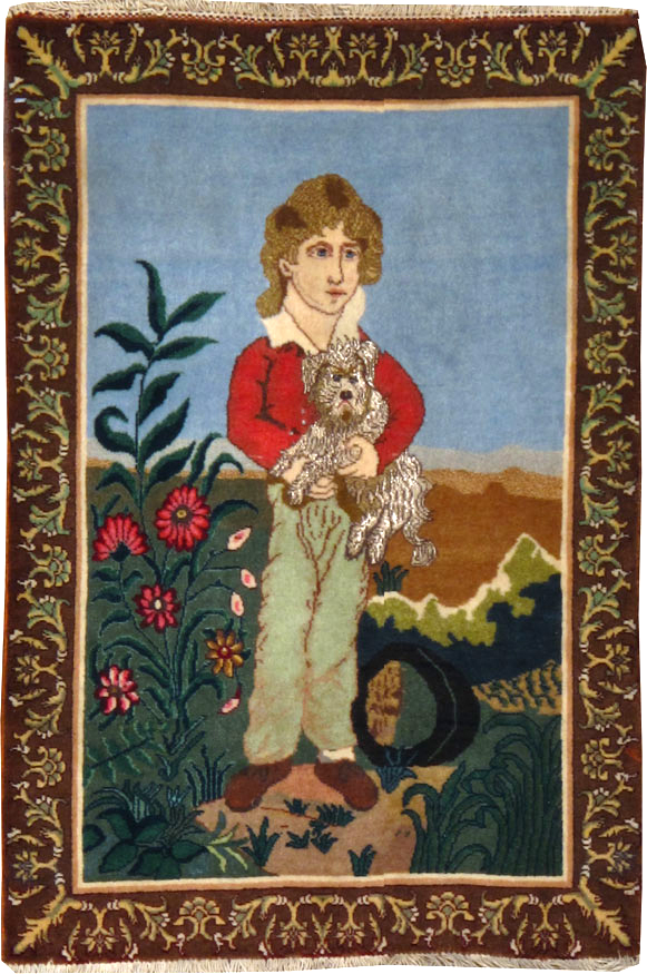 Vintage Persian Tabriz Pictorial Rug, No.25024 - Staging