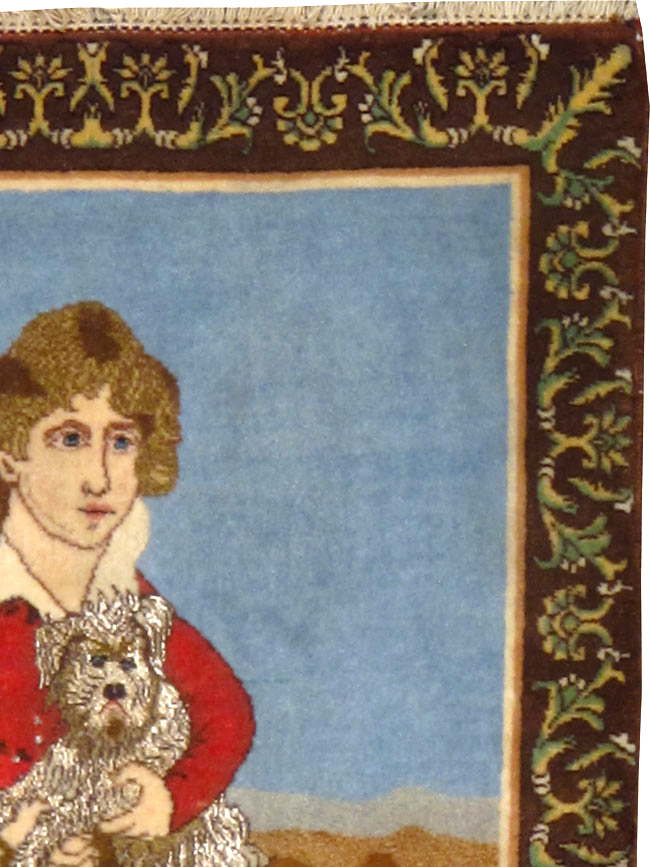 Vintage Persian Tabriz Pictorial Rug, No.25024 - Staging