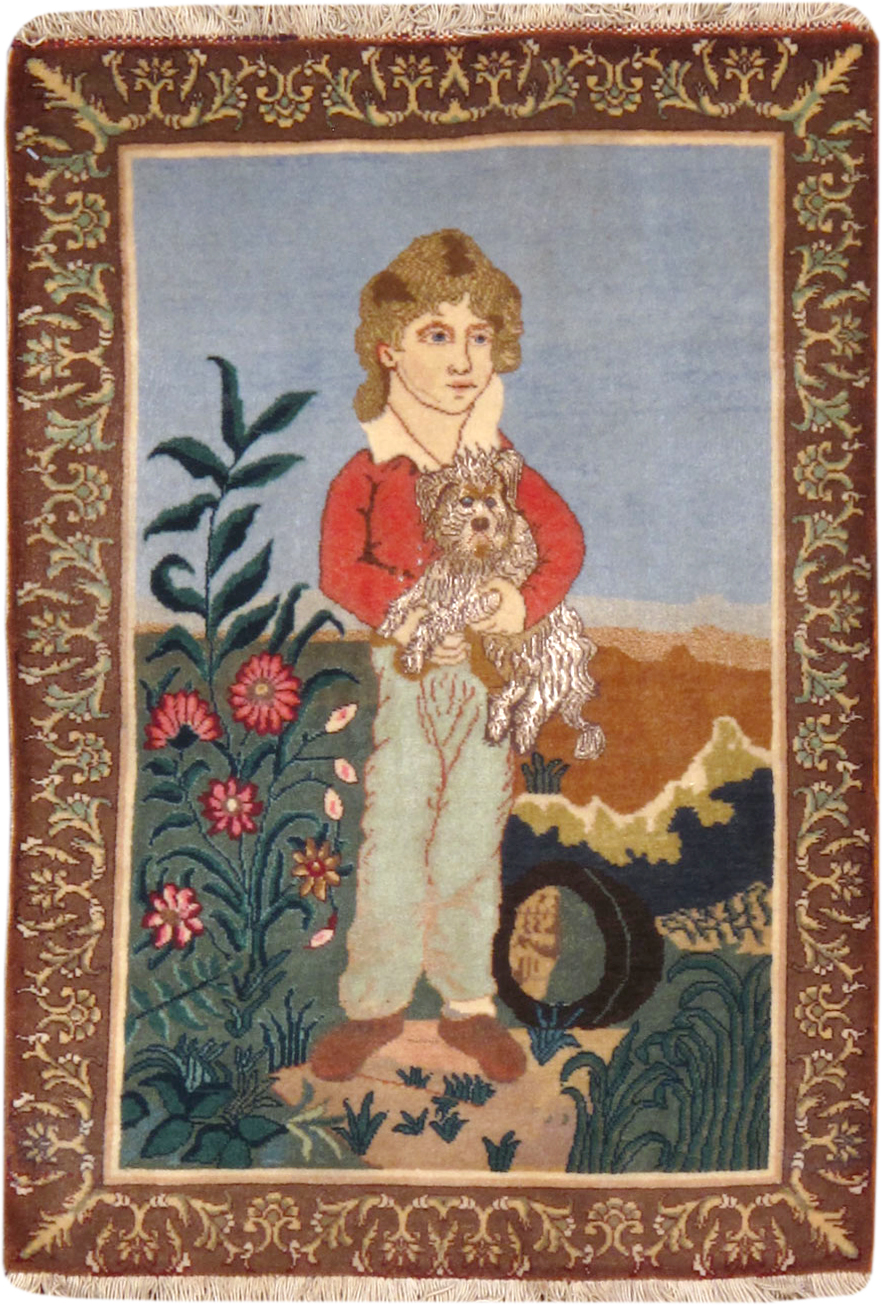 Vintage Persian Tabriz Pictorial Rug, No.25025 - Staging