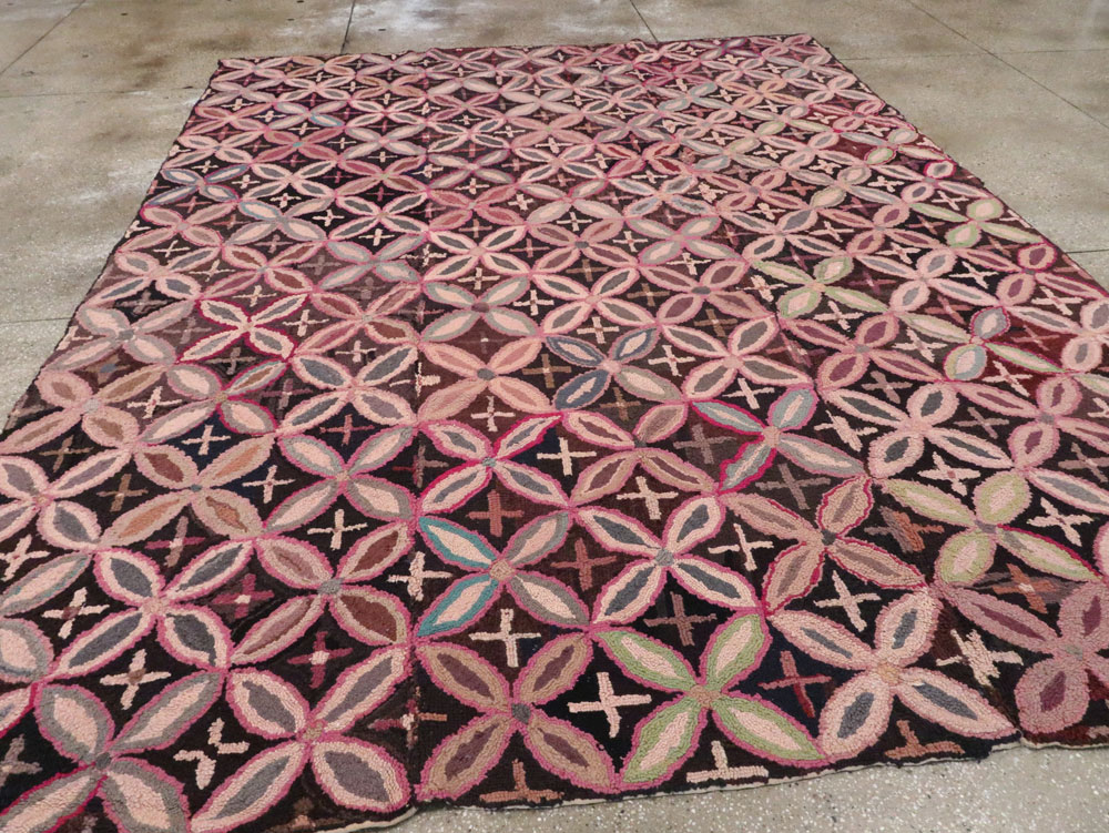 Antique American Hook Rug, No.25033 - Staging