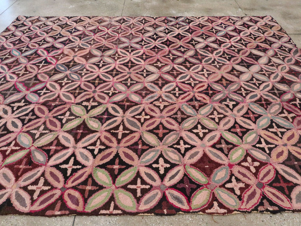Antique American Hook Rug, No.25033 - Staging