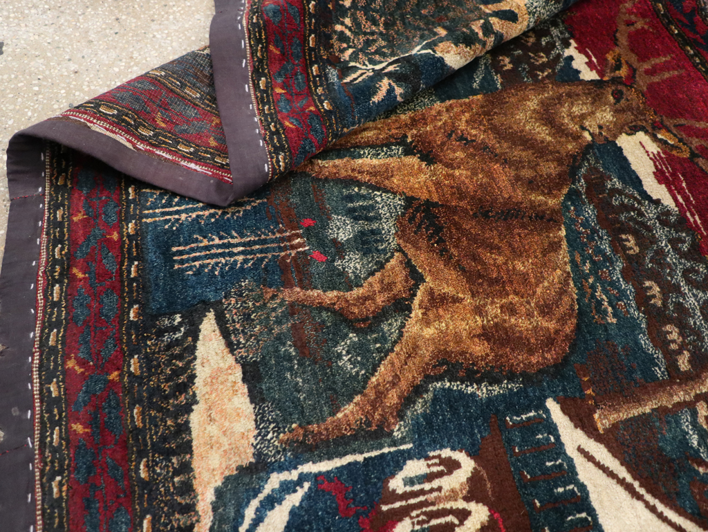 Vintage Persian Kurdish Pictorial Rug, No.25054 - Staging