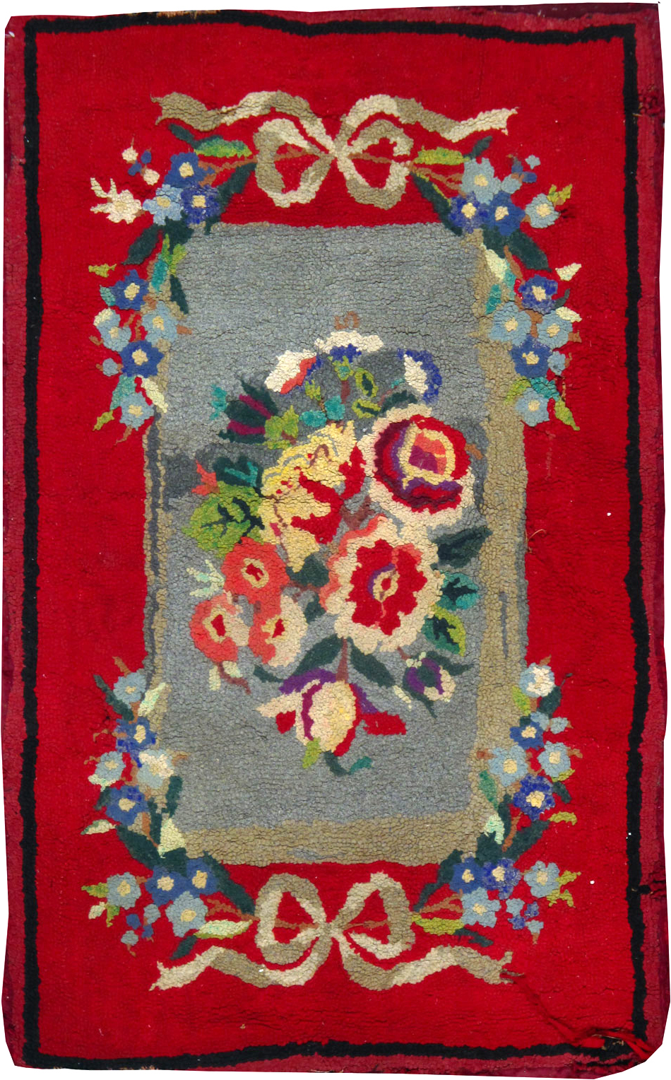 Vintage American Hooked Throw Rug, No.25061 - Staging