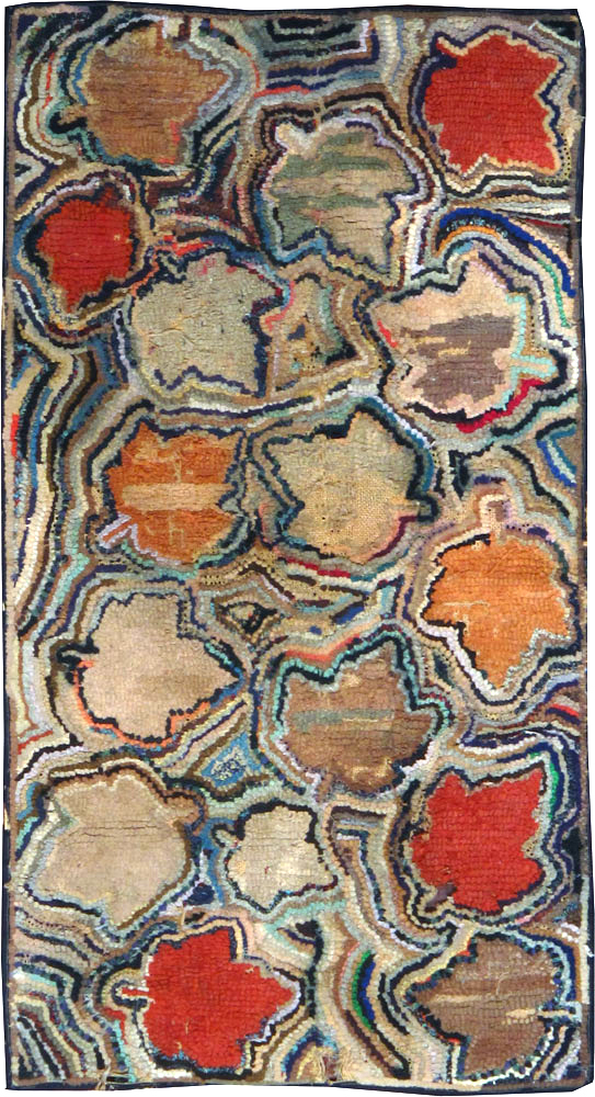 Vintage American Hooked Throw Rug, No.25068 - Staging