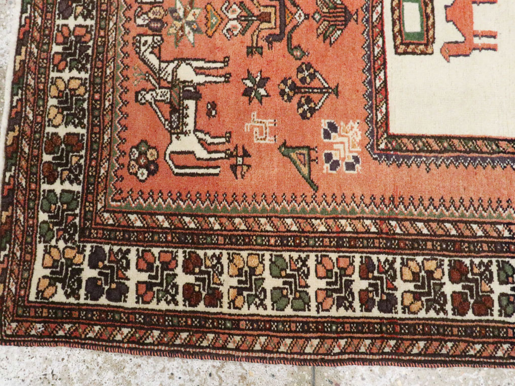 Vintage Persian Shiraz Pictorial Rug, No.25087 - Staging