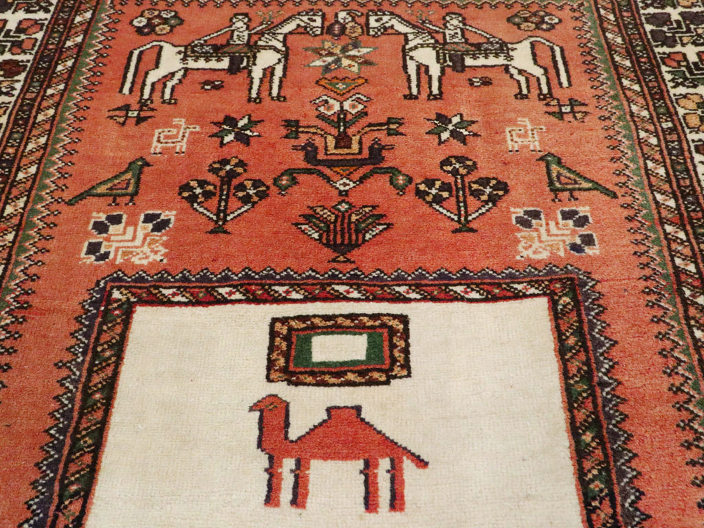 Vintage Persian Shiraz Pictorial Rug, No.25087 - Staging