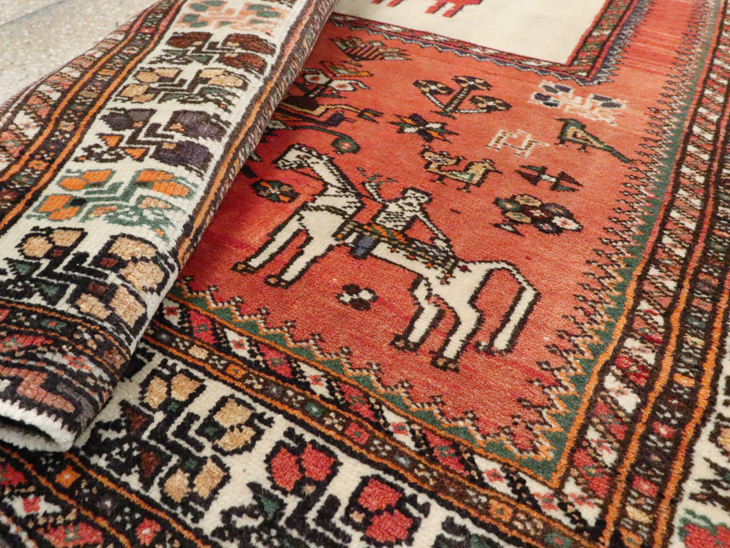 Vintage Persian Shiraz Pictorial Rug, No.25087 - Staging