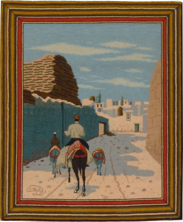 Vintage Persian Tabriz Pictorial Rug, No.25089 - Staging