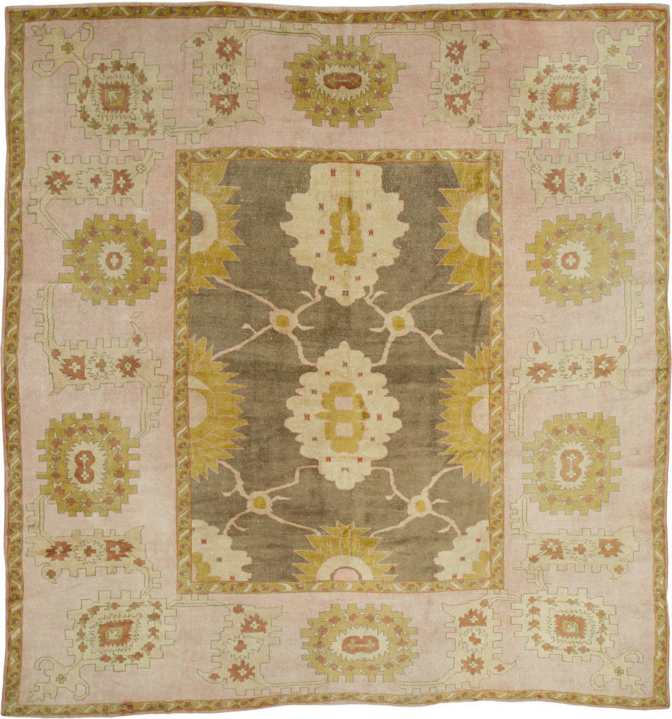 Antique Turkish Oushak Square Carpet, No.25094 - Staging