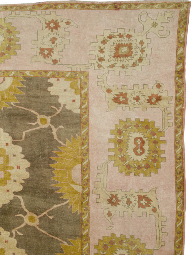 Antique Turkish Oushak Square Carpet, No.25094 - Staging