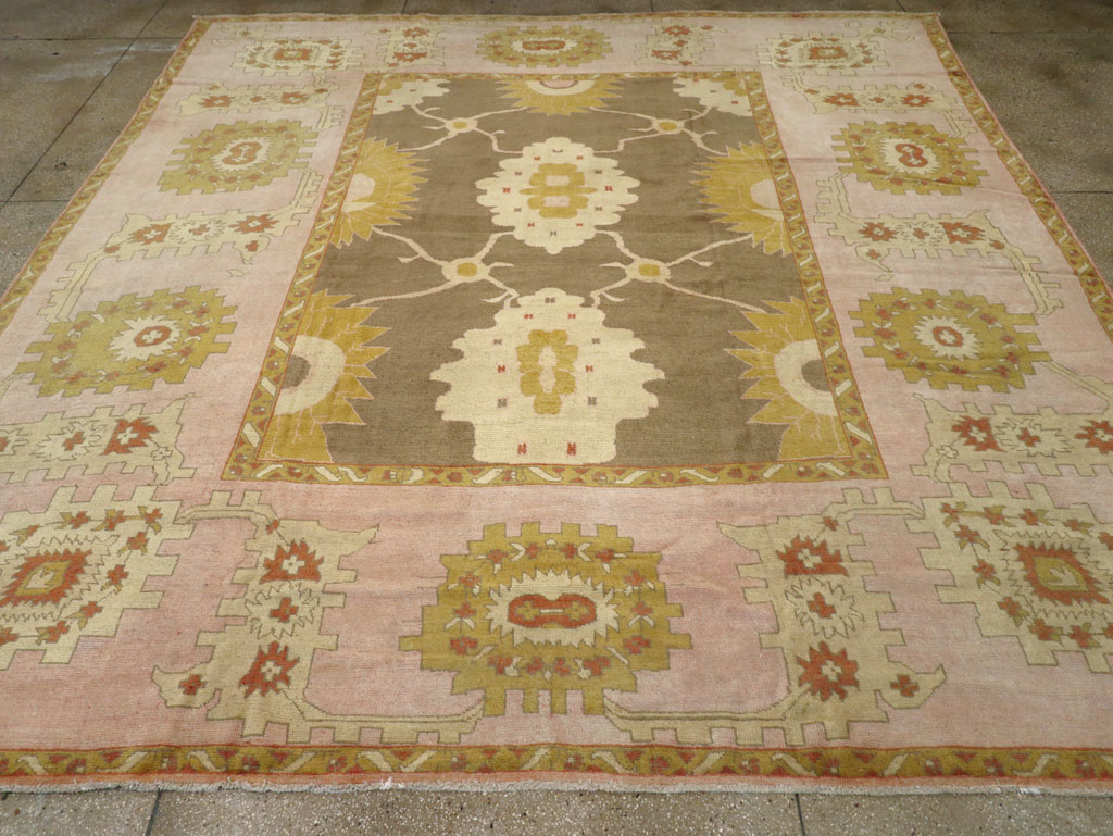 Antique Turkish Oushak Square Carpet, No.25094 - Staging