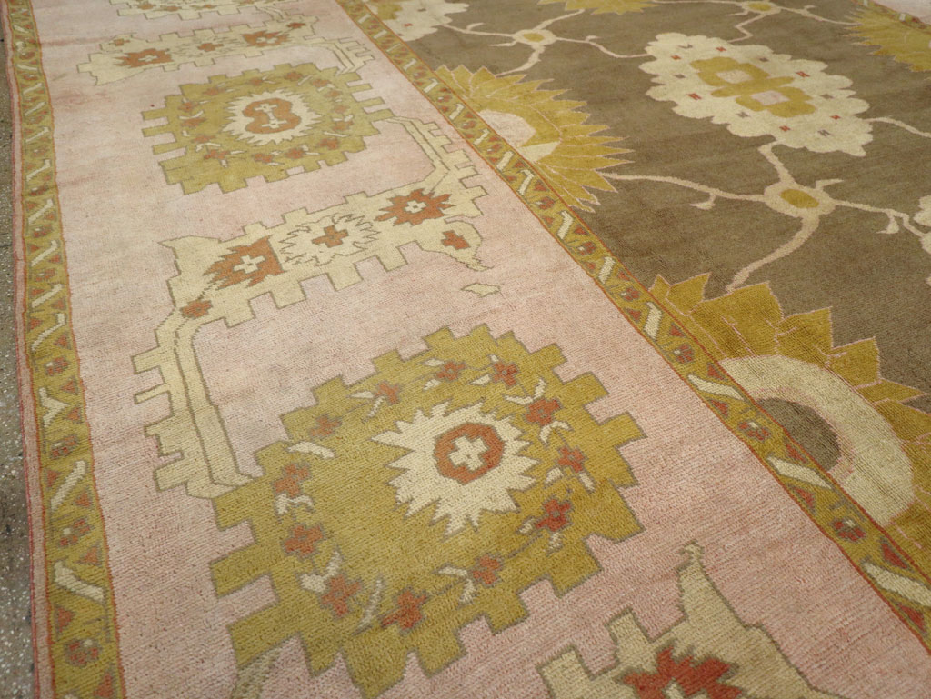 Antique Turkish Oushak Square Carpet, No.25094 - Staging