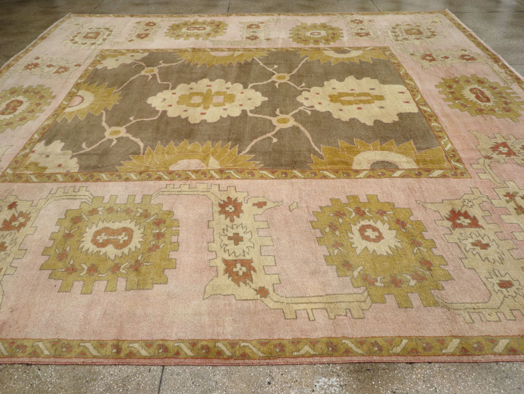 Antique Turkish Oushak Square Carpet, No.25094 - Staging