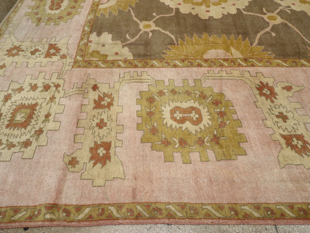 Antique Turkish Oushak Square Carpet, No.25094 - Staging