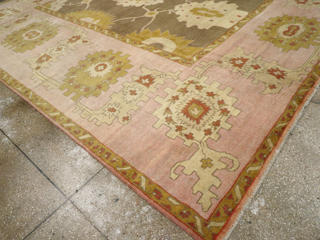 Antique Turkish Oushak Square Carpet, No.25094 - Staging