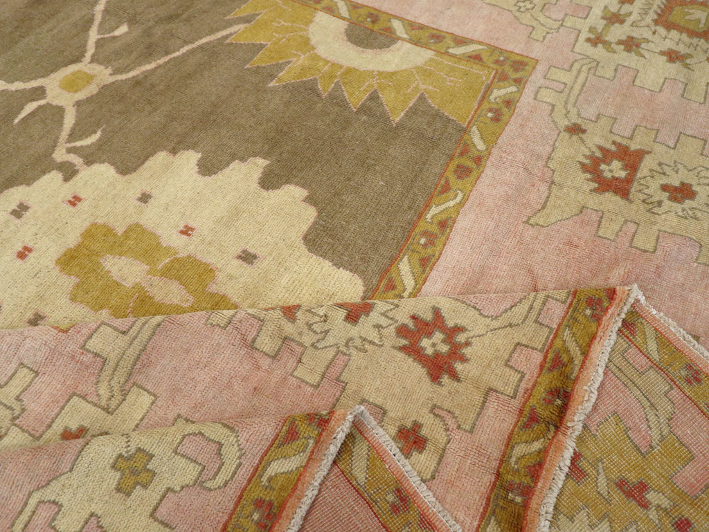 Antique Turkish Oushak Square Carpet, No.25094 - Staging