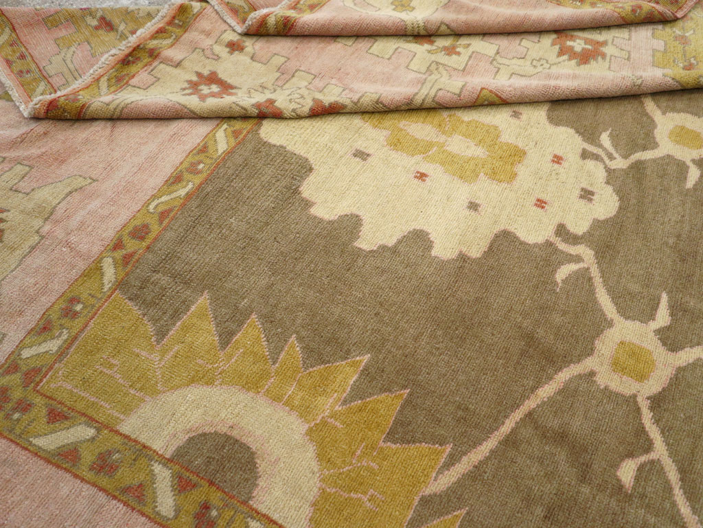 Antique Turkish Oushak Square Carpet, No.25094 - Staging