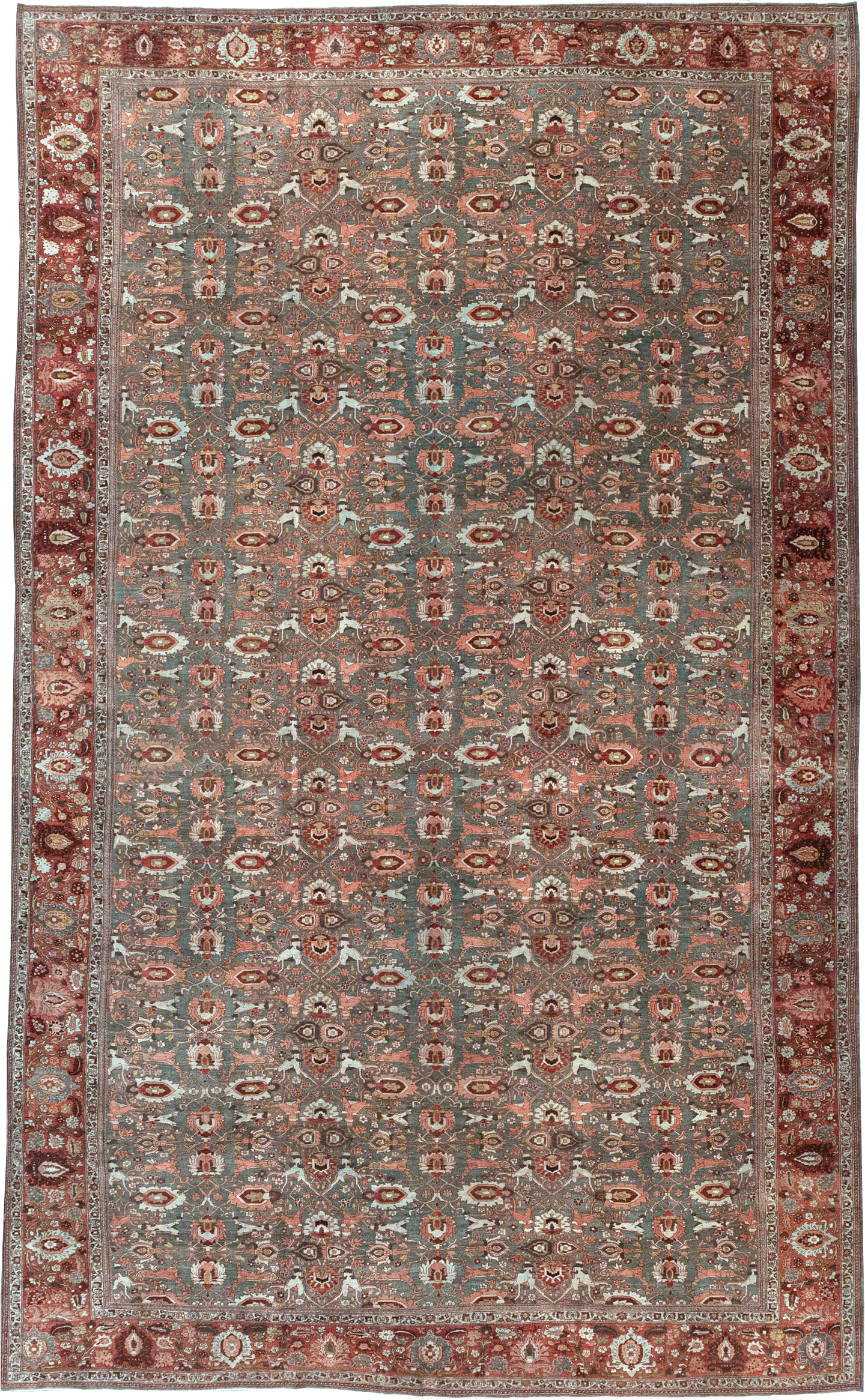 Antique Persian Bidjar Oversize Carpet, No.25101 - Staging