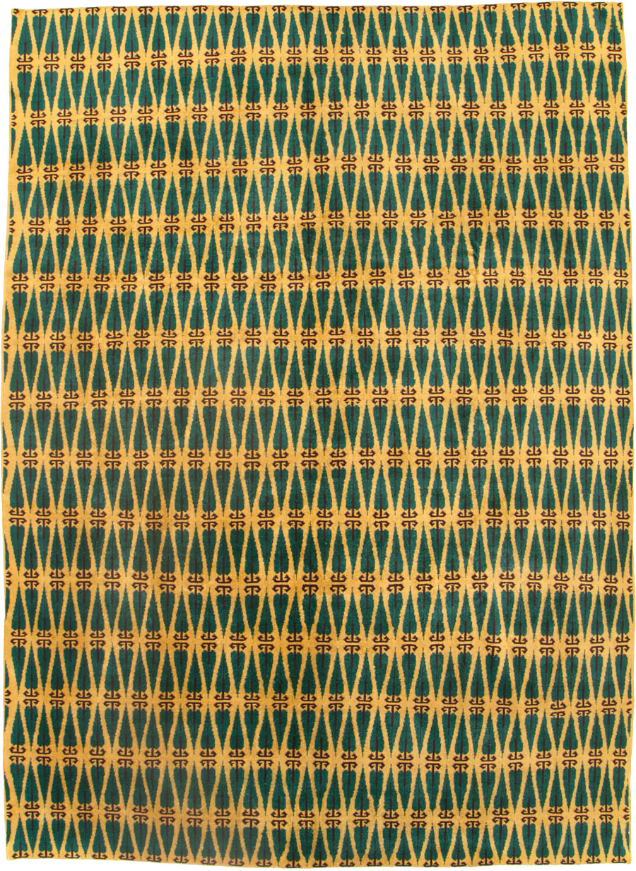 Vintage Turkish Anatolian Art Deco Carpet, No.25111 - Staging