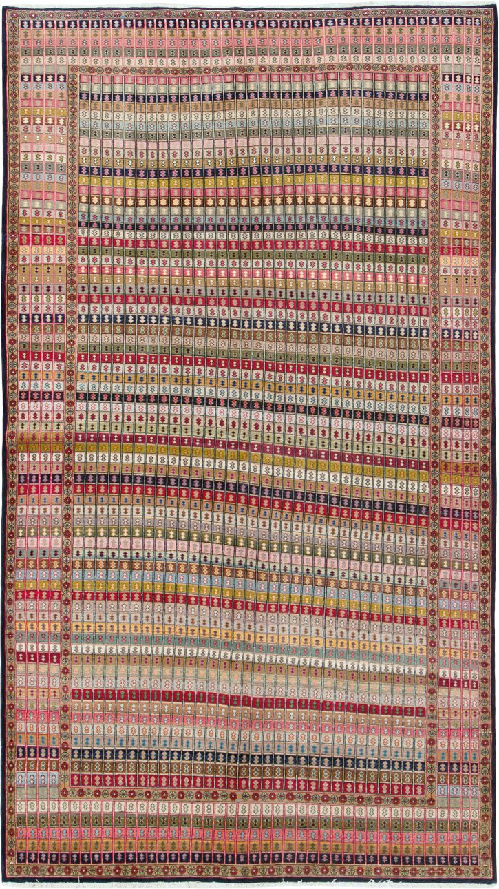 Vintage Persian Kashan Art Deco Rug, No.25113 - Staging