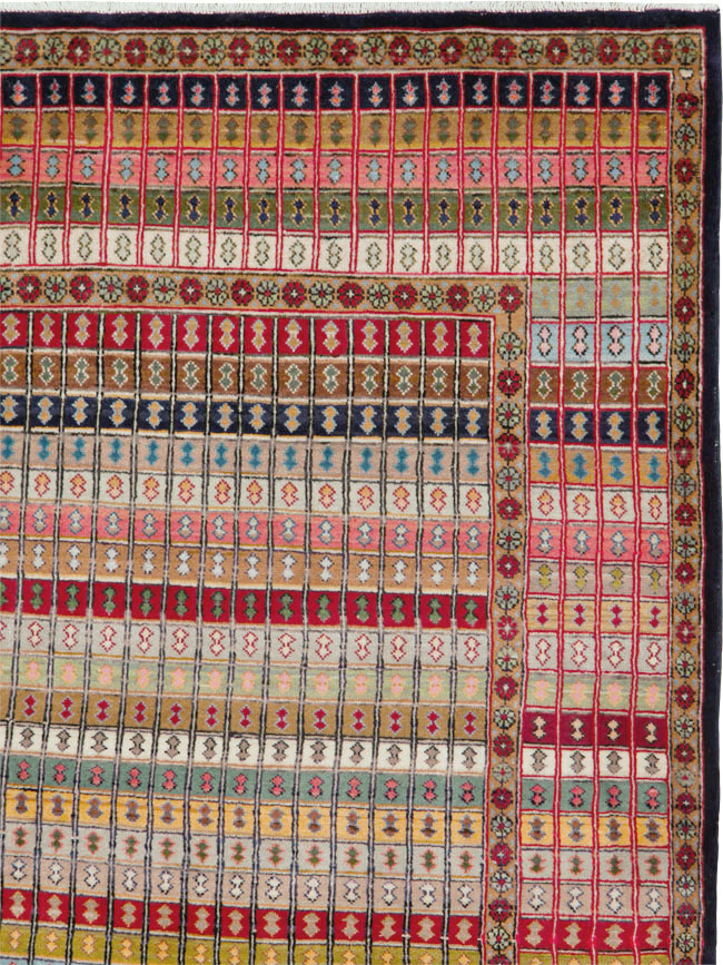 Vintage Persian Kashan Art Deco Rug, No.25113 - Staging