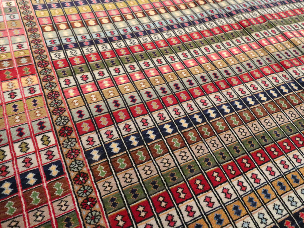 Vintage Persian Kashan Art Deco Rug, No.25113 - Staging