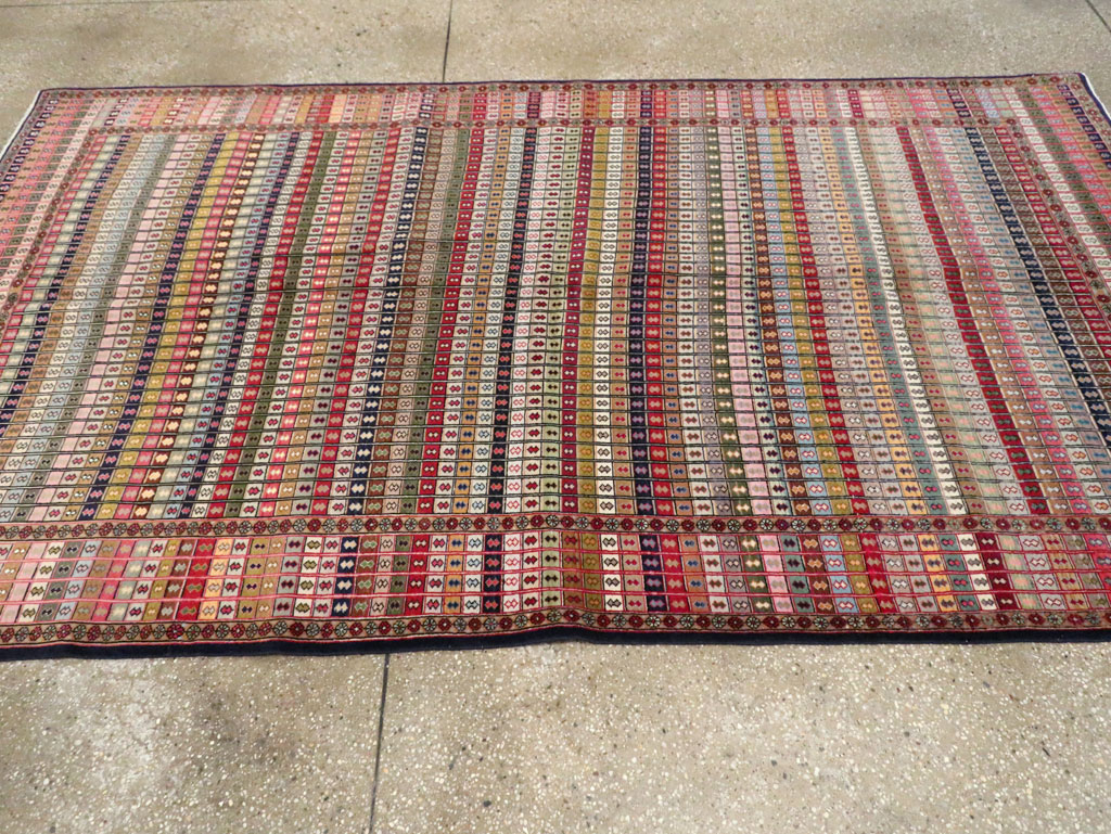 Vintage Persian Kashan Art Deco Rug, No.25113 - Staging