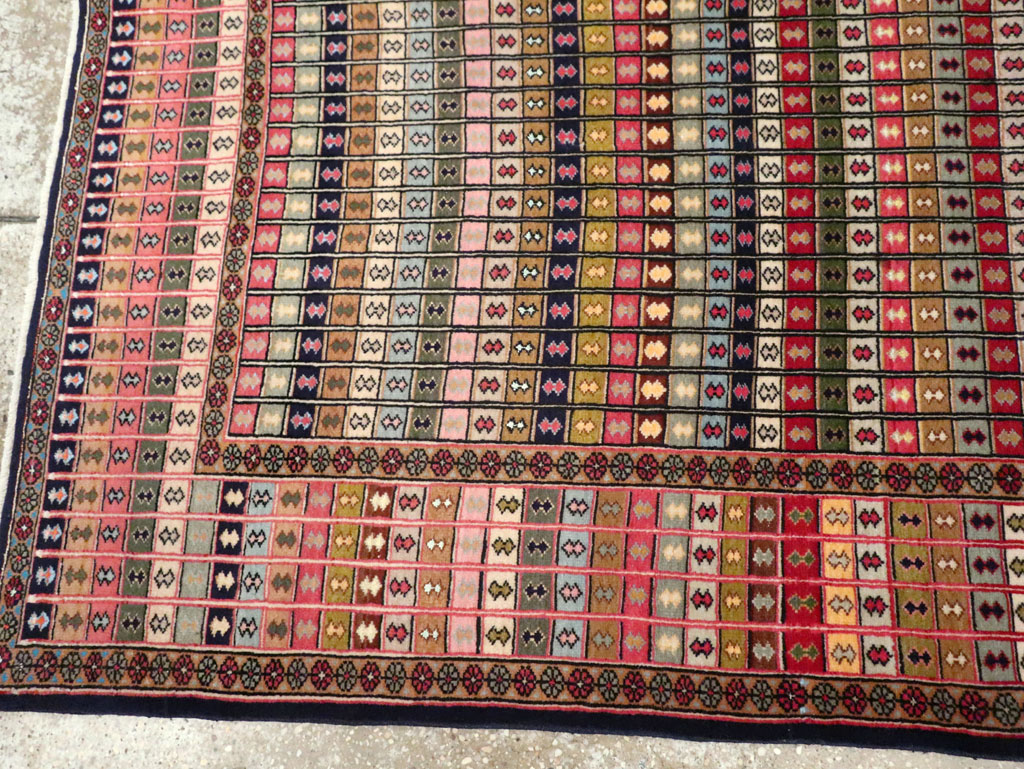 Vintage Persian Kashan Art Deco Rug, No.25113 - Staging