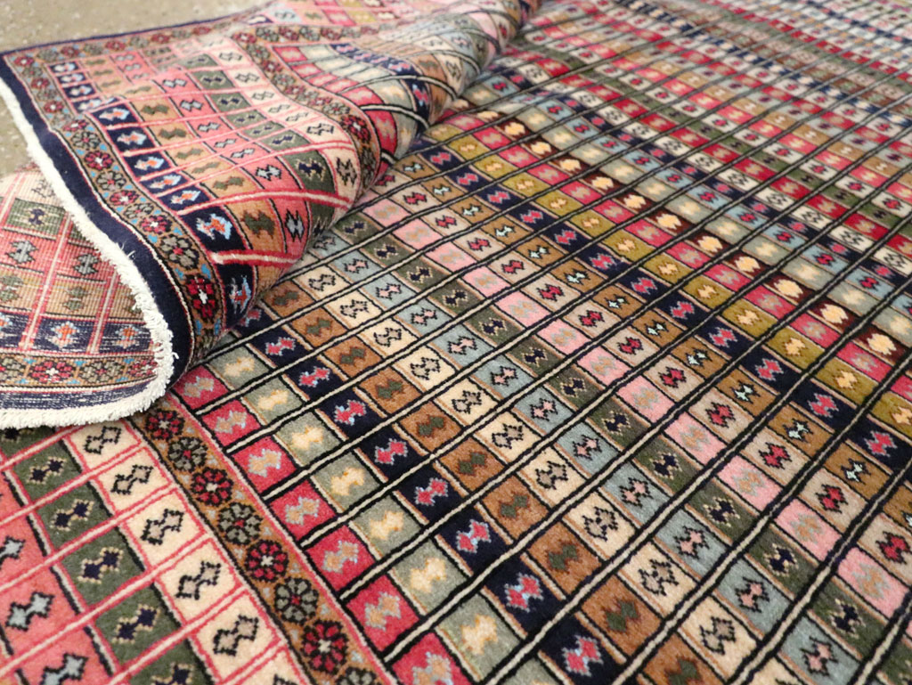 Vintage Persian Kashan Art Deco Rug, No.25113 - Staging