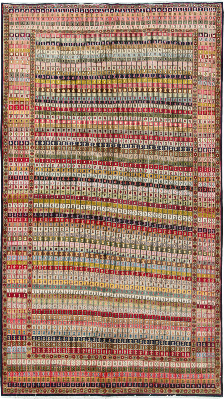 Vintage Persian Kashan Art Deco Rug, No.25113 - Staging