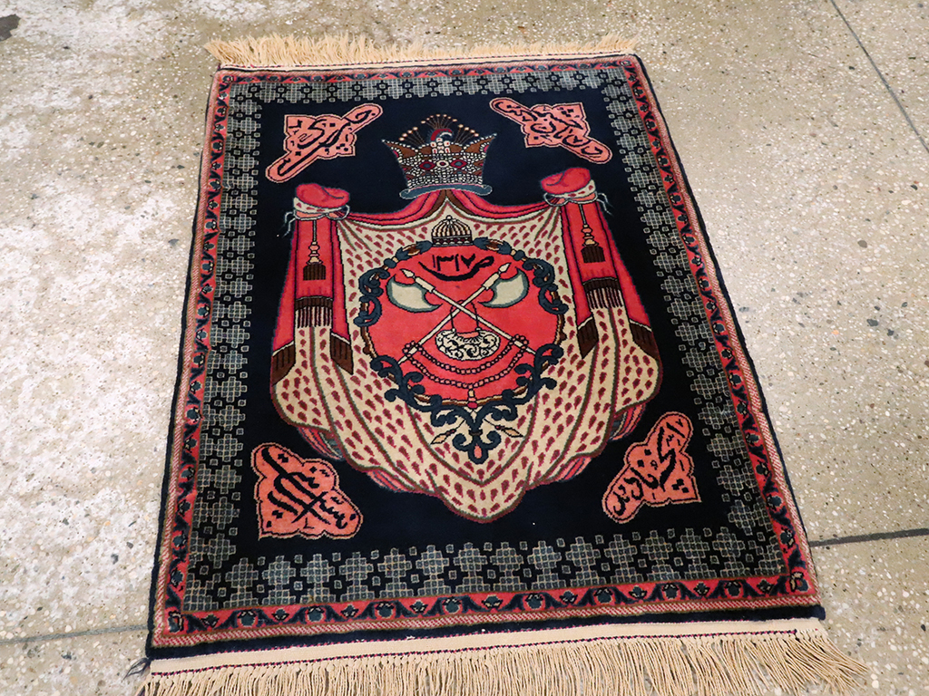 Vintage Persian Kashan Pictorial Rug, No.25116 - Staging