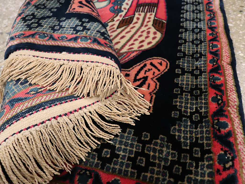 Vintage Persian Kashan Pictorial Rug, No.25116 - Staging