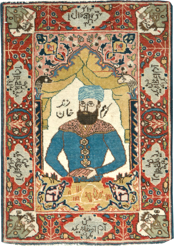 Vintage Persian Tabriz Pictorial Rug, No.25124 - Staging