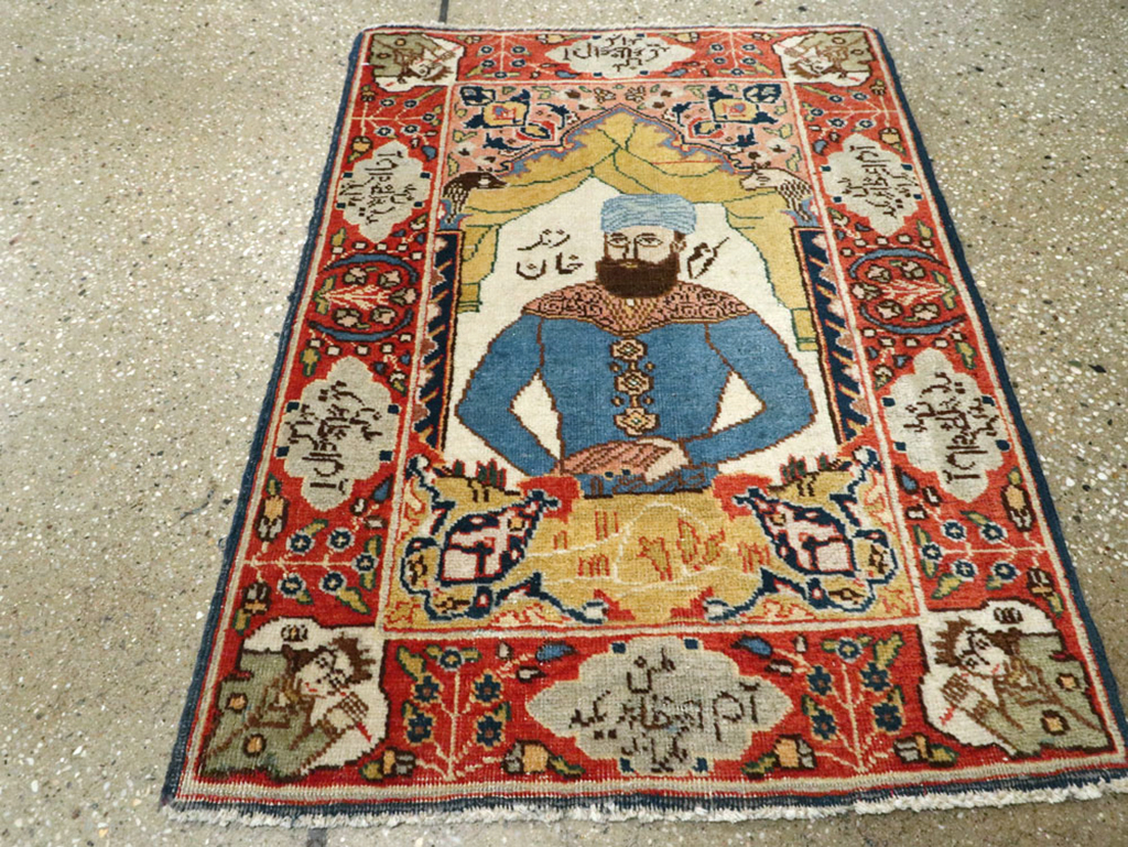Vintage Persian Tabriz Pictorial Rug, No.25124 - Staging
