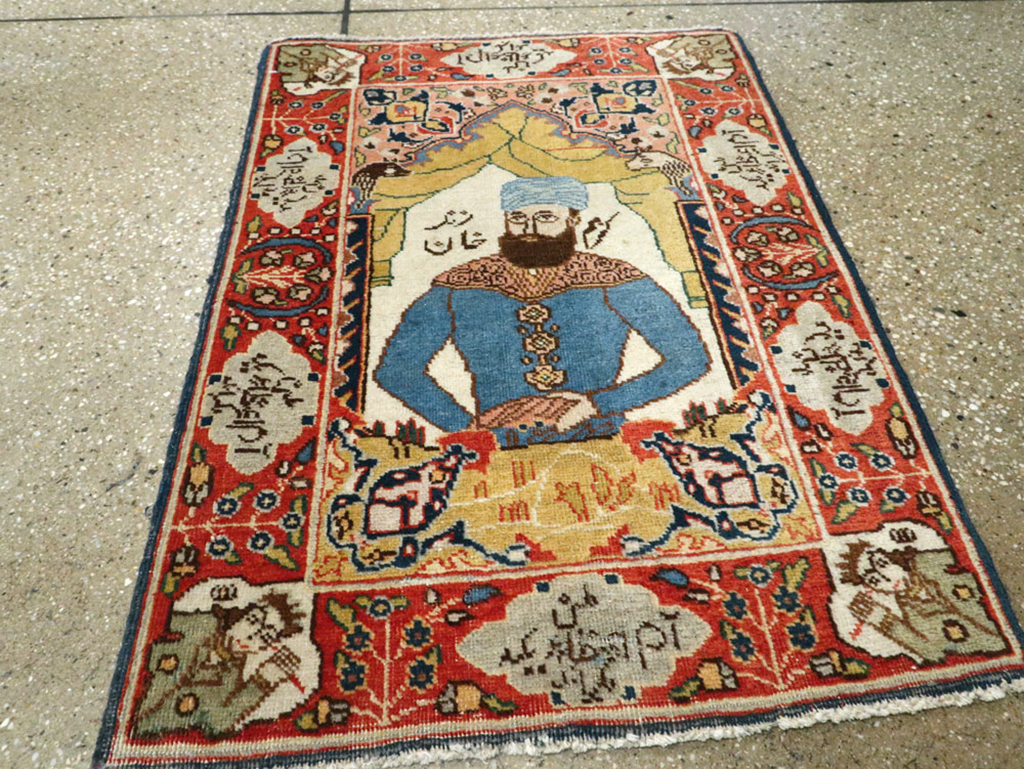 Vintage Persian Tabriz Pictorial Rug, No.25124 - Staging