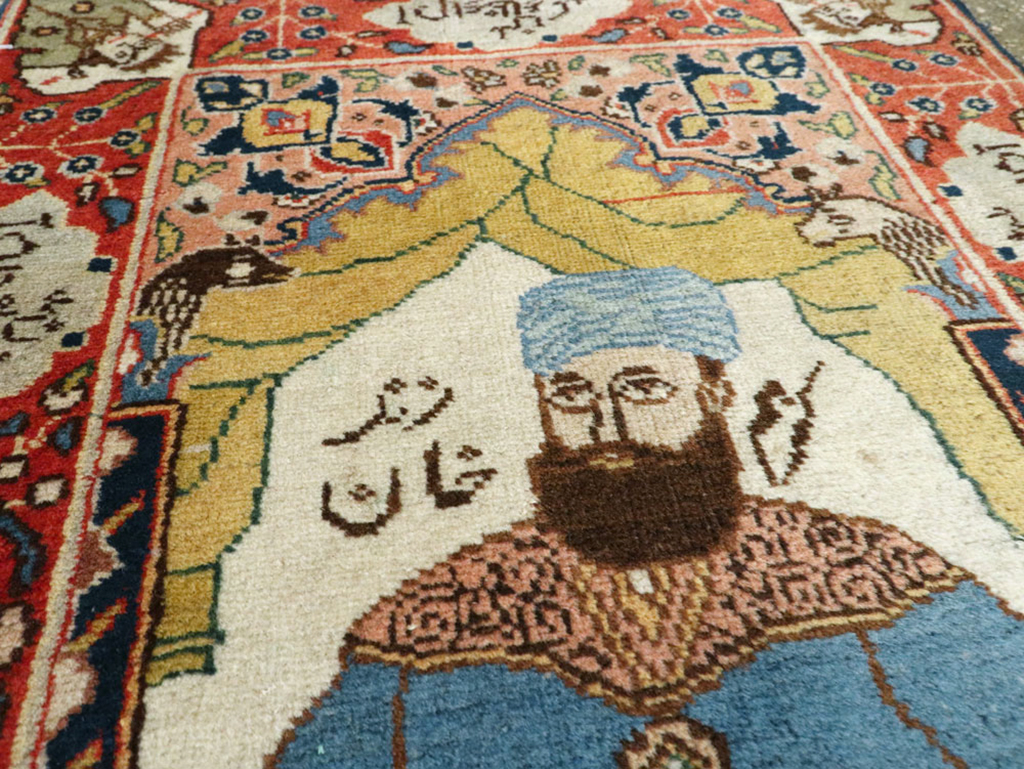 Vintage Persian Tabriz Pictorial Rug, No.25124 - Staging