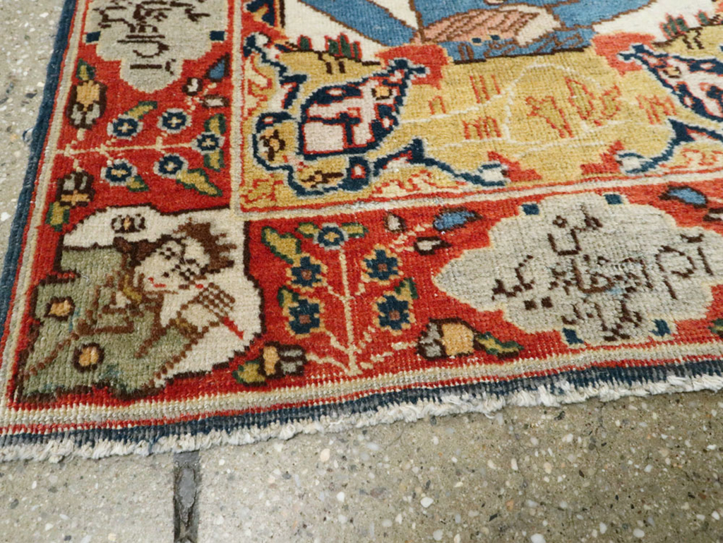 Vintage Persian Tabriz Pictorial Rug, No.25124 - Staging