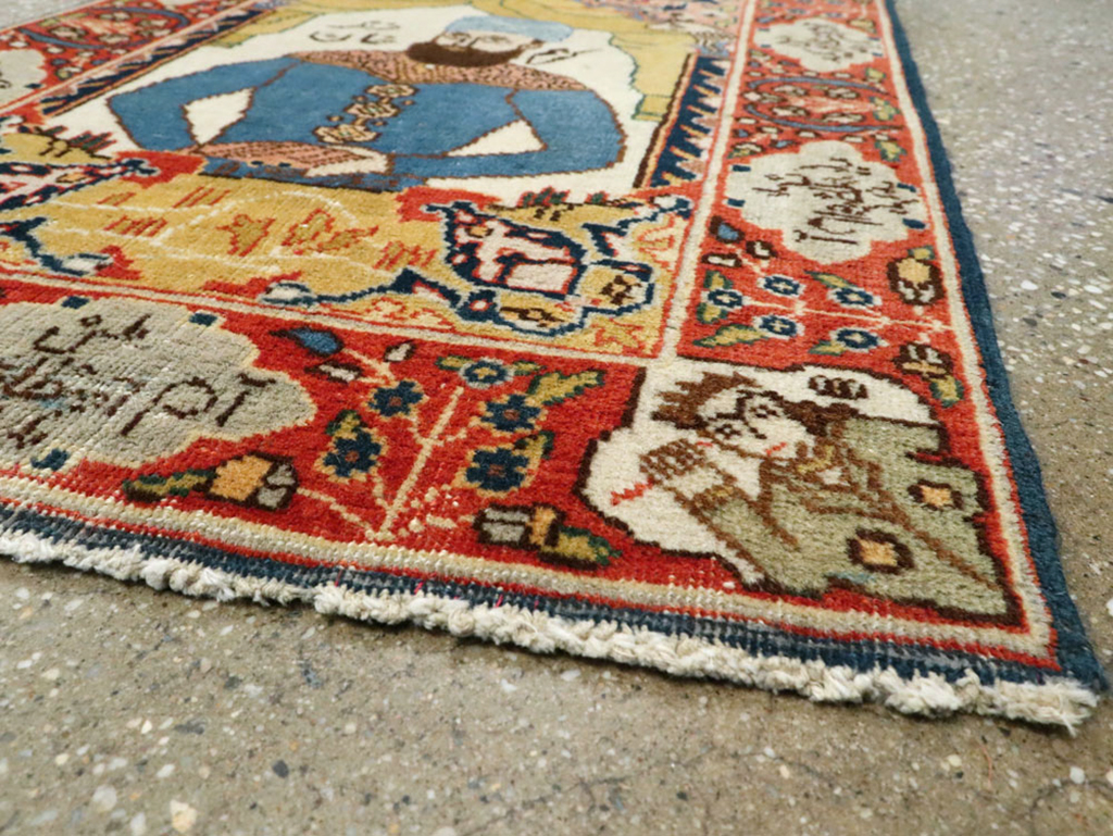 Vintage Persian Tabriz Pictorial Rug, No.25124 - Staging