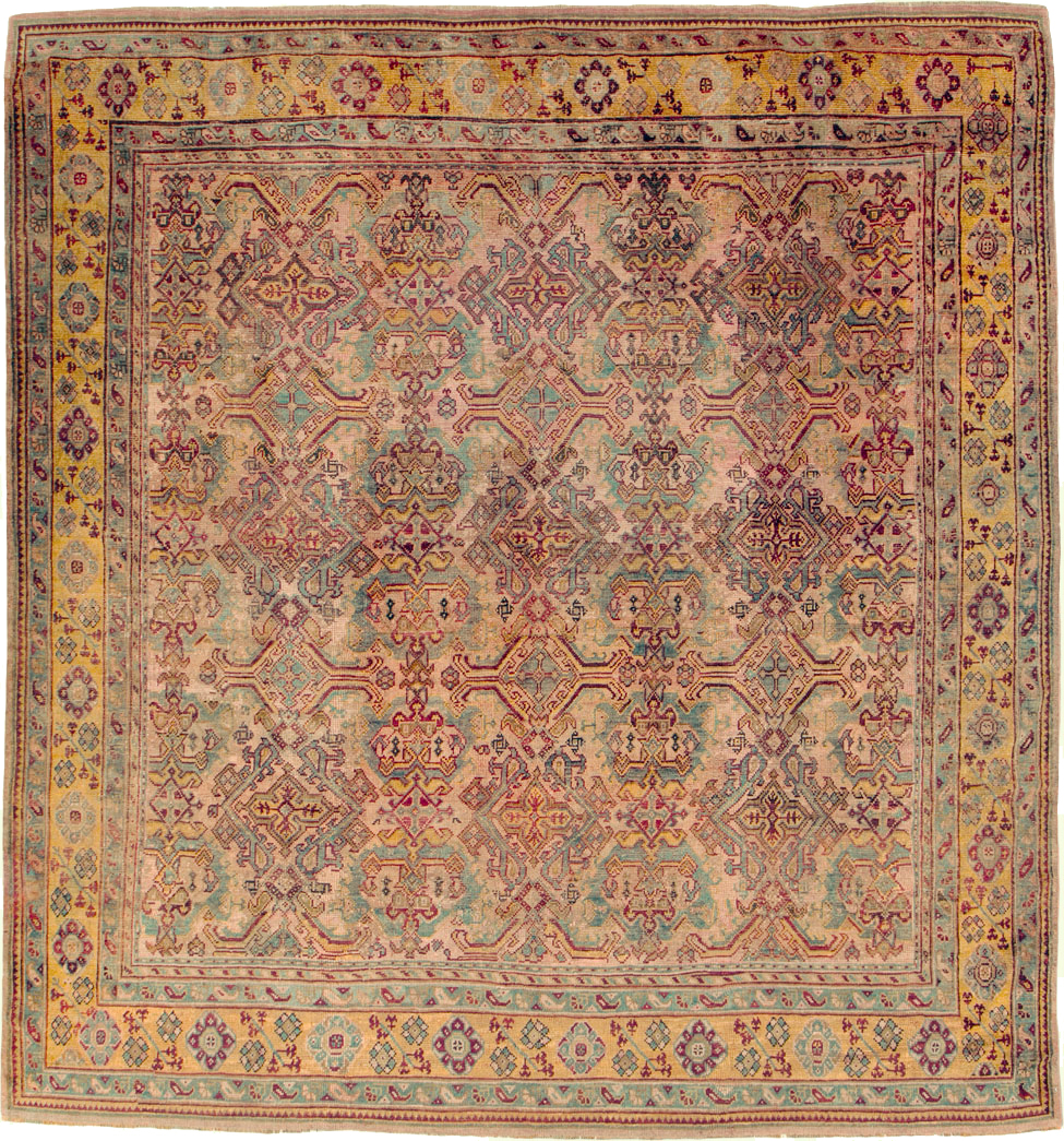 Antique Persian Oushak Carpet, No.25134 - Staging