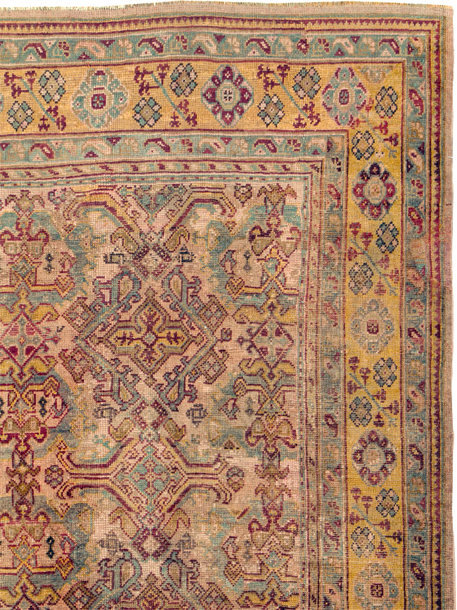 Antique Persian Oushak Carpet, No.25134 - Staging
