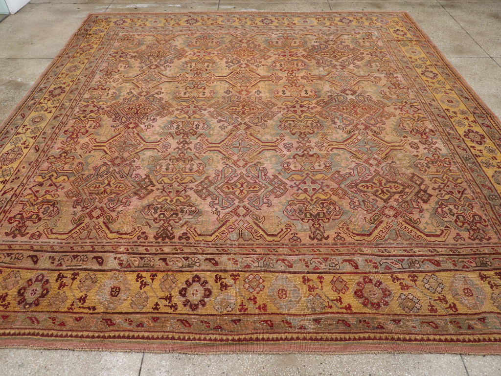 Antique Persian Oushak Carpet, No.25134 - Staging