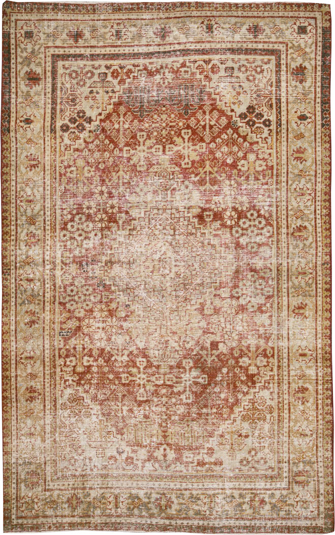 Antique Persian Joshegan Distressed Rug, No.25136 - Staging