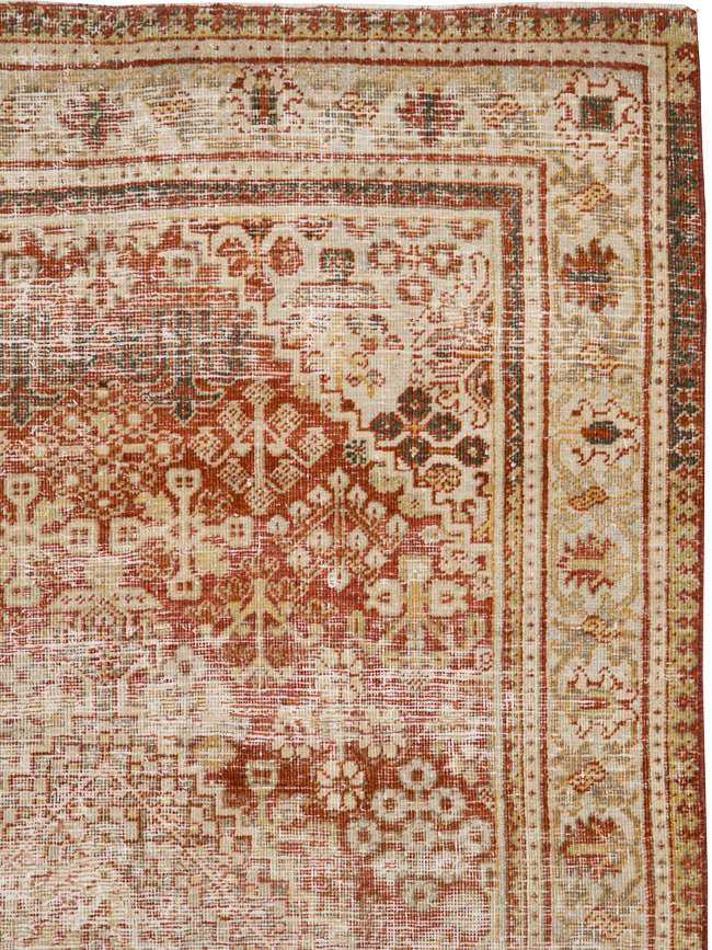Antique Persian Joshegan Distressed Rug, No.25136 - Staging